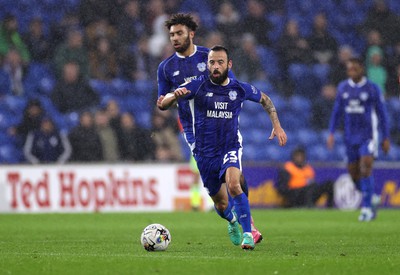 200224 - Cardiff City v Blackburn Rovers - SkyBet Championship - Manolis Siopis of Cardiff City 