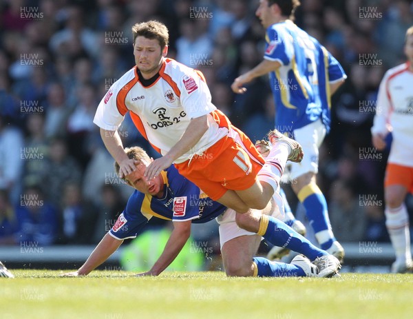 12.04.08 .. Cardiff City v Blackpool, Coca Cola Championship Blackpool's Wes Hoolahan is brought down by Cardiff's Stephen McPhail 