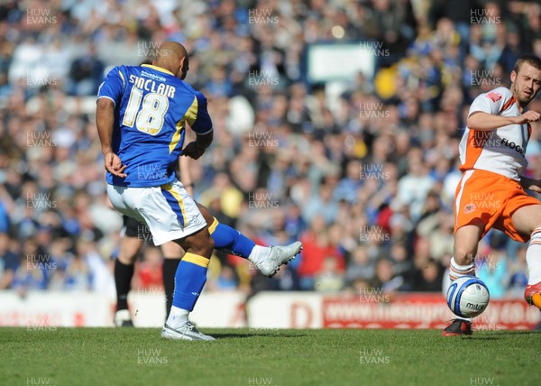 12.04.08 - Championship Football Cardiff City v Blackpool Cardiff's Trevor Sinclair scores his side's second goal 