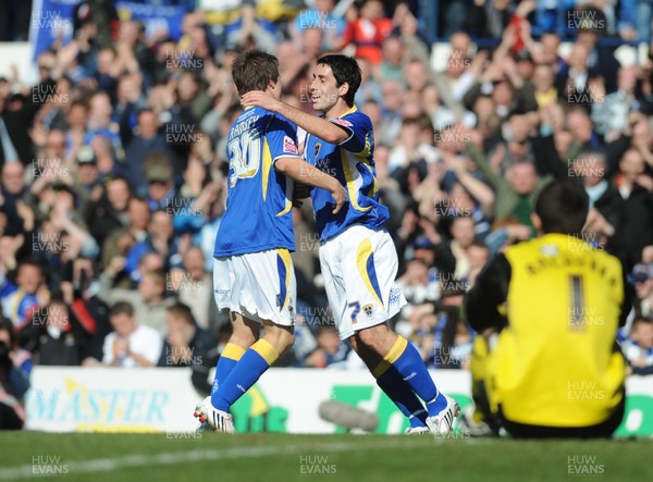 12.04.08 - Championship Football Cardiff City v Blackpool Cardiff's Peter Whittingham celebrates with Aaron Ramsey (L) after scoring his side's third goal 