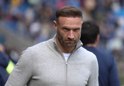 210326 - Cardiff City v Blackpool, EFL Sky Bet League 1 - Blackpool head coach Ian Evatt