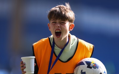 210326 - Cardiff City v Blackpool, EFL Sky Bet League 1 - A ball boy shouts his support for the team