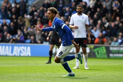 110426 - Cardiff City v Bolton Wanderers - Sky Bet League 1 - Omari Kellyman of Cardiff City celebrates scoring a goal