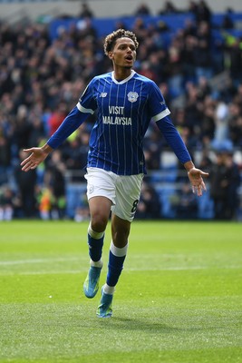 110426 - Cardiff City v Bolton Wanderers - Sky Bet League 1 - Omari Kellyman of Cardiff City celebrates scoring a goal