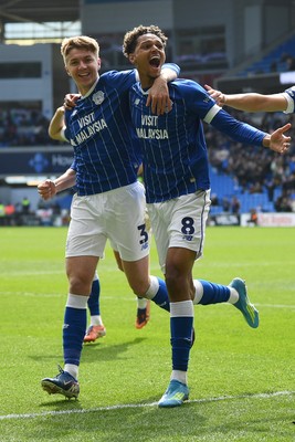 110426 - Cardiff City v Bolton Wanderers - Sky Bet League 1 - Omari Kellyman of Cardiff City celebrates scoring a goal with team mates