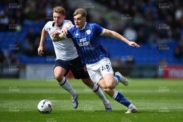 110426 - Cardiff City v Bolton Wanderers - Sky Bet League 1 - Dylan Lawlor of Cardiff City is challenged by Sam Dalby of Bolton