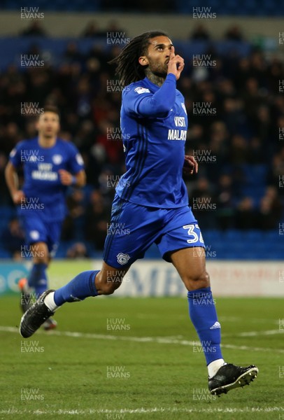 130218 - Cardiff City v Bolton Wanderers - SkyBet Championship - Armand Traore of Cardiff City celebrates scoring a goal