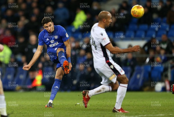 130218 - Cardiff City v Bolton Wanderers - SkyBet Championship - Marko Grujic of Cardiff City takes a shot at goal