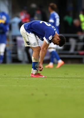 200925 - Cardiff City v Bradford City - SkyBet League One - Dejected Yousef Salech of Cardiff City 