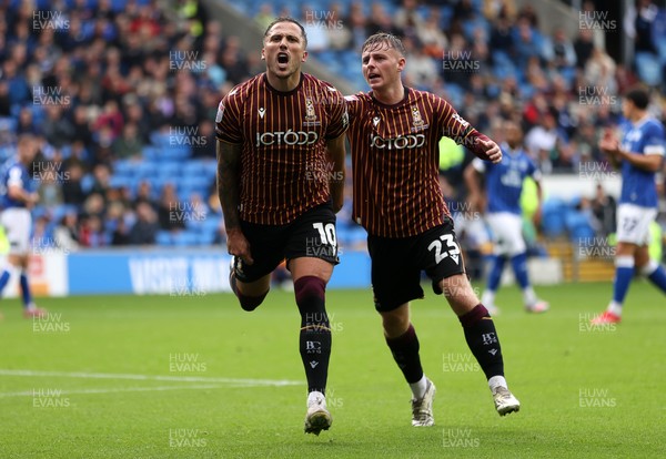 200925 - Cardiff City v Bradford City - SkyBet League One - Antoni Sarcevic of Bradford City celebrates scoring a goal