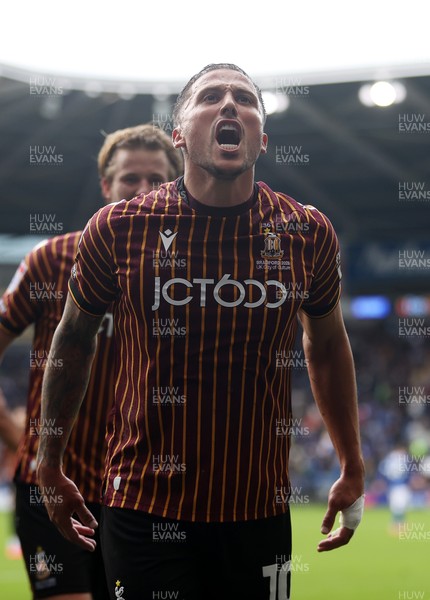 200925 - Cardiff City v Bradford City - SkyBet League One - Antoni Sarcevic of Bradford City celebrates scoring a goal