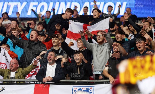 200925 - Cardiff City v Bradford City - SkyBet League One - Bradford fans celebrate at full time