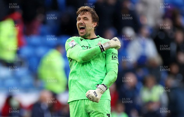 200925 - Cardiff City v Bradford City - SkyBet League One - Sam Walker of Bradford City celebrates at full time