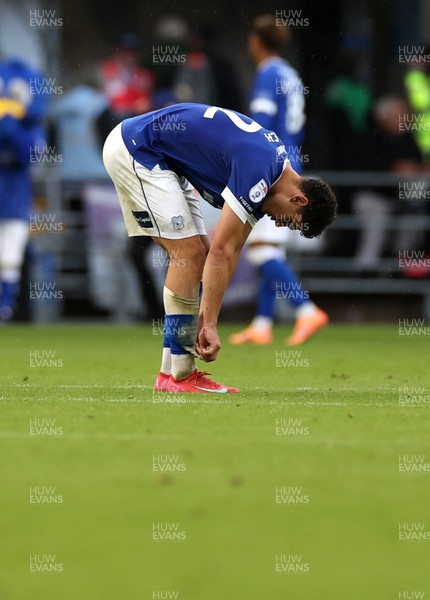 200925 - Cardiff City v Bradford City - SkyBet League One - Dejected Yousef Salech of Cardiff City 