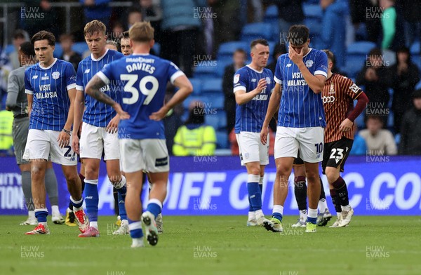200925 - Cardiff City v Bradford City - SkyBet League One - Dejected Rubin Colwill of Cardiff City at full time