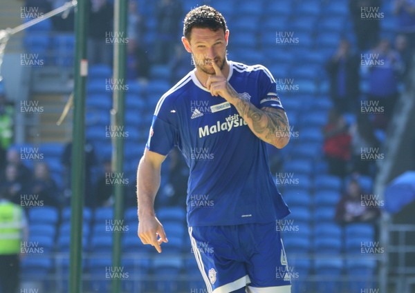 080417 - Cardiff City v Brentford, Sky Bet Championship - Sean Morrison of Cardiff City celebrates after scoring goal