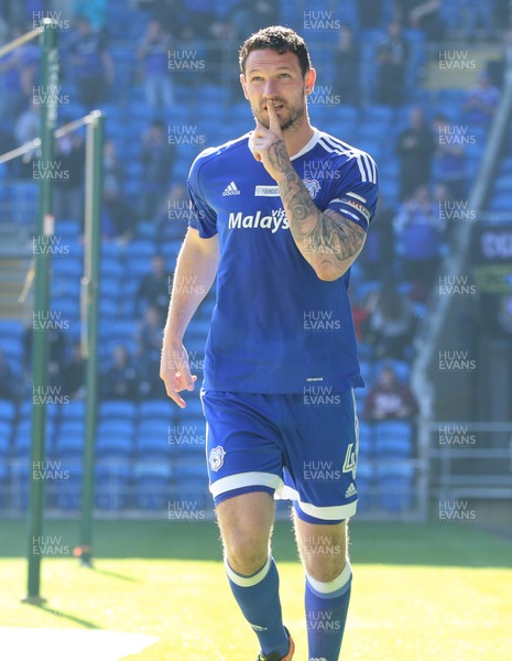 080417 - Cardiff City v Brentford, Sky Bet Championship - Sean Morrison of Cardiff City celebrates after scoring goal