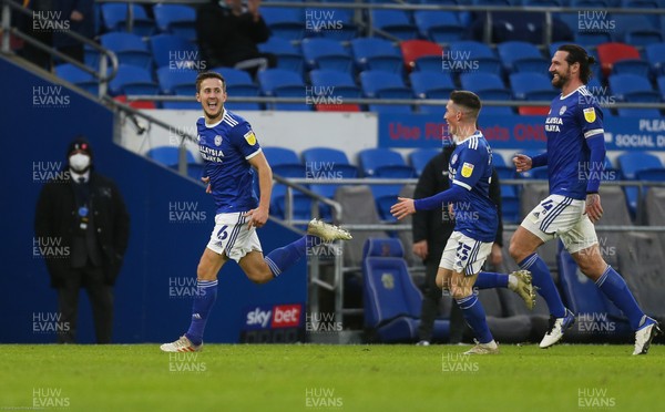 261220 - Cardiff City v Brentford, Sky Bet Championship - Will Vaulks of Cardiff City celebrates after scoring a long range goal