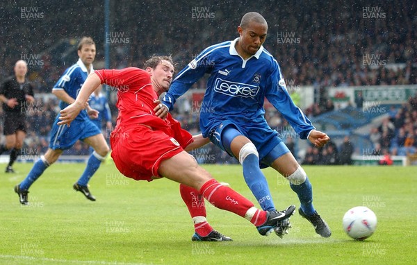 100503 - Cardiff City v Bristol City - Division Two Playoff Semi Final First Leg - Cardiff's Danny Gabbidon keeps out Lee Peacock