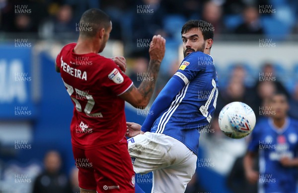 101119 - Cardiff City v Bristol City - SkyBet Championship - Marlon Pack of Cardiff City is challenged by Pedro Pereira of Bristol City