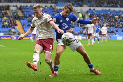 150225 - Cardiff City v Bristol City - Sky Bet Championship - Will Alves of Cardiff City is challenged by Ross McCrorie of Bristol City