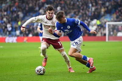 150225 - Cardiff City v Bristol City - Sky Bet Championship - Will Alves of Cardiff City is challenged by Anis Mehmeti of Bristol City