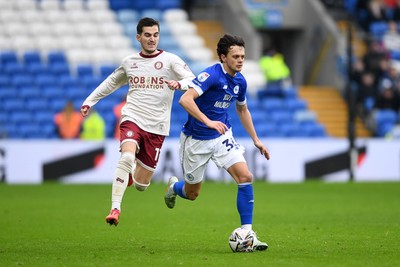 150225 - Cardiff City v Bristol City - Sky Bet Championship - Perry NG of Cardiff City is challenged by Anis Mehmeti of Bristol City