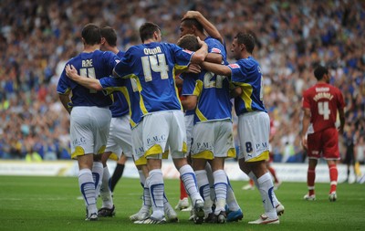 23.08.09 - Cardiff City v Bristol City - Coca-Cola Championship - Cardiff City players celebrate Jamie McCombe of Bristol City's own goal. 