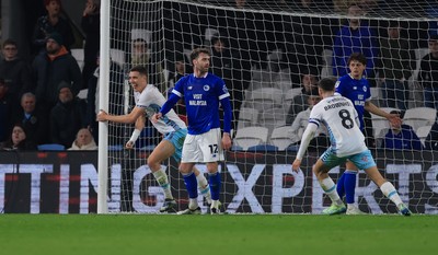 040325 Cardiff City v Burnley, EFL Sky Bet Championship - Maxime Esteve of Burnley scores Burnley’s second goal