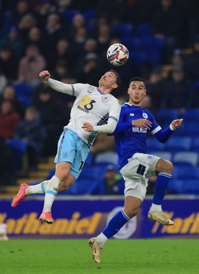 040325 Cardiff City v Burnley, EFL Sky Bet Championship - Anwar El Ghazi of Cardiff City and Connor Roberts of Burnley compete for the ball