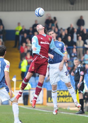 13.04.09 - Championship Football -  Cardiff City v Burnley -  Burnley's Chris Eagles and Cardiff's Mark Kennedy go for a high ball 