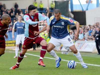 13.04.09 - Championship Football -  Cardiff City v Burnley -  Burnley's Chris Eagles and Cardiff's Jay Bothroyd compete 