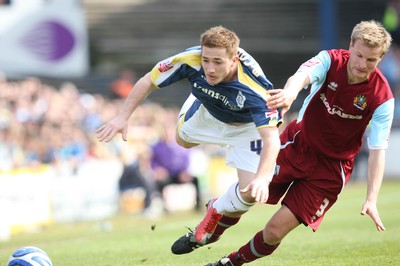 13.04.09.. Cardiff City v Burnley, Coca Cola Championship -  Cardiff's Ross McCormack is brought down by Burnley's Christian Kalvenes  