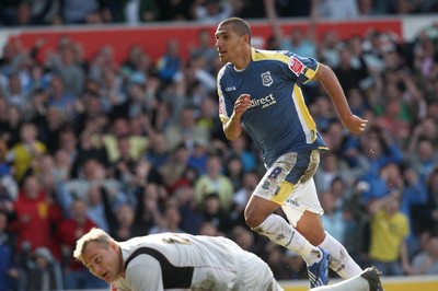 13.04.09.. Cardiff City v Burnley, Coca Cola Championship -  Cardiff's Jay Bothroyd puts the ball past Burnley's keeper Brian Jenson to score goal 
