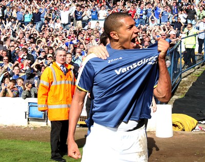 13.04.09.. Cardiff City v Burnley, Coca Cola Championship -  Cardiff's Jay Bothroyd celebrates after scoring goal 