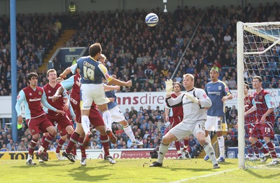 13.04.09.. Cardiff City v Burnley, Coca Cola Championship -  Cardiff's Michael Chopra heads at goal 