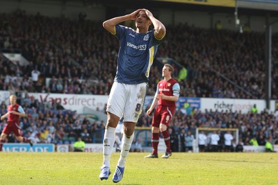 13.04.09.. Cardiff City v Burnley, Coca Cola Championship -  Cardiff's Jay Bothroyd rues a missed opportunity to score 