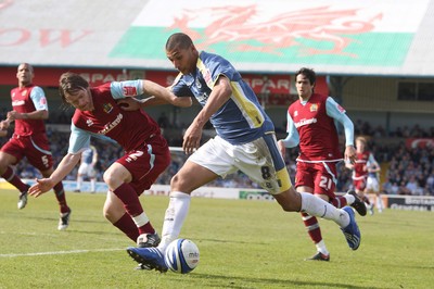 13.04.09.. Cardiff City v Burnley, Coca Cola Championship -  Cardiff's Jay Bothroyd takes on Burnley's Graham Alexander 