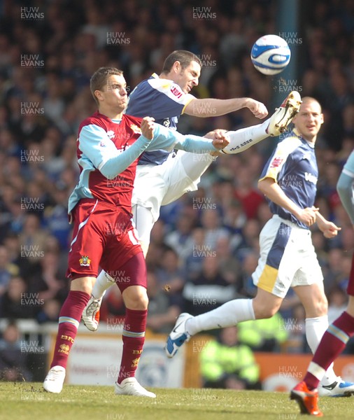 13.04.09 - Championship Football -  Cardiff City v Burnley -  Burnley's Jay Rodriguez and Cardiff's Mark Kennedy compete 