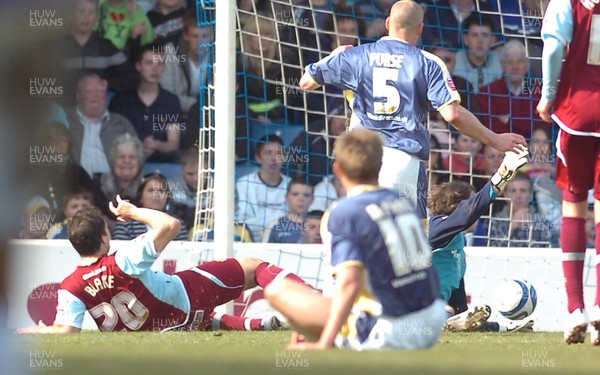 13.04.09 - Championship Football -  Cardiff City v Burnley -  Burnley's Robbie Blake (on floor - L) scores goal 