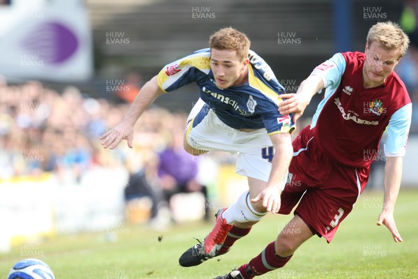 13.04.09.. Cardiff City v Burnley, Coca Cola Championship -  Cardiff's Ross McCormack is brought down by Burnley's Christian Kalvenes  