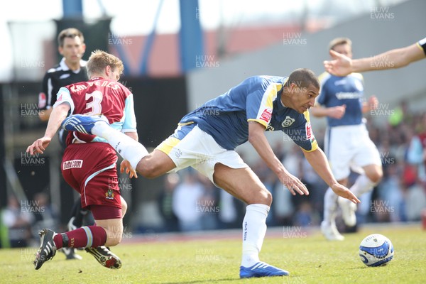 13.04.09.. Cardiff City v Burnley, Coca Cola Championship -  Cardiff's Jay Bothroyd is brought down by Burnley's Christian Kalvenes  
