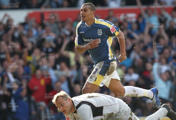 13.04.09.. Cardiff City v Burnley, Coca Cola Championship -  Cardiff's Jay Bothroyd puts the ball past Burnley's keeper Brian Jenson to score goal 