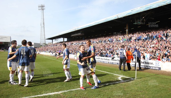 13.04.09.. Cardiff City v Burnley, Coca Cola Championship -  Cardiff's Ross McCormack and Jay Bothroyd celebrate after City's first goal 