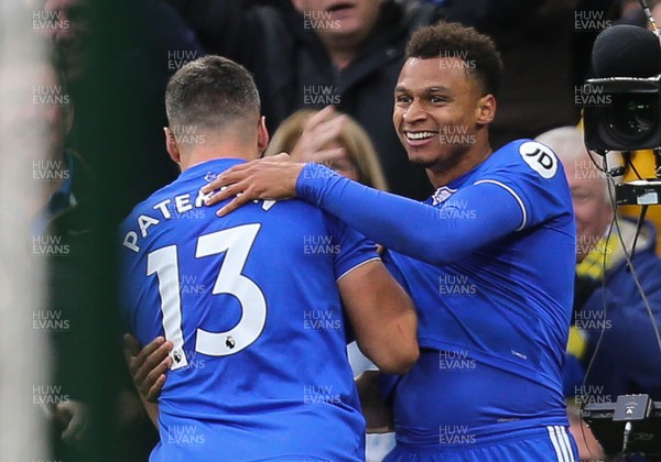 300918 - Cardiff City v Burnley, Premier League - Josh Murphy of Cardiff City celebrates with Callum Paterson of Cardiff City after scoring goal