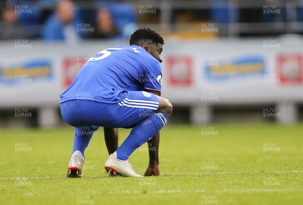 300918 - Cardiff City v Burnley, Premier League - Bruno Ecuele Manga of Cardiff City reflects on the match at the end of the game