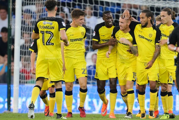 220817 - Cardiff City v Burton Albion, Carabao Cup Round 2 - Tom Naylor of Burton Albion celebrates after scoring goal