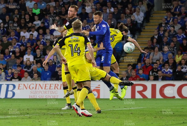 220817 - Cardiff City v Burton Albion, Carabao Cup Round 2 - Anthony Pilkington of Cardiff City beats Burton Albion goalkeeper Connor Ripley to score goal