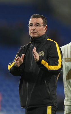 300925 - Cardiff City v Burton Albion, EFL Sky Bet League 1 - Burton Albion manager Gary Bowyer celebrates at the end of the match