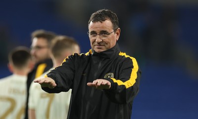 300925 - Cardiff City v Burton Albion, EFL Sky Bet League 1 - Burton Albion manager Gary Bowyer celebrates at the end of the match